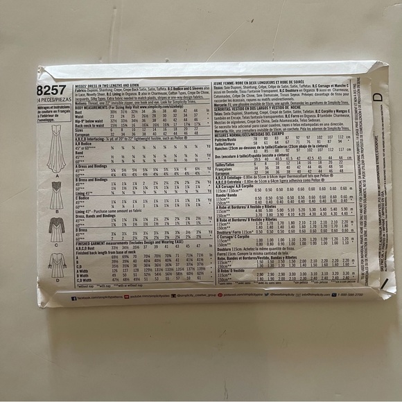 Simplicity Sewing Pattern D0769 / 8257-Misses Special Occasion Dresses and Gown - Picture 2 of 2